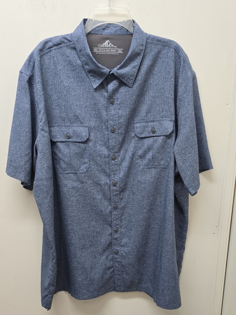 Croft & Barrow Men's Short-Sleeve Button-Up Shirt - Blue - Size XXL